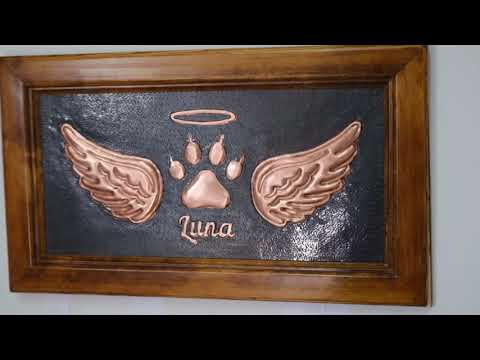 Pet Loss Personalized Memorial Gift Framed Copper Artwork (Cat Paw, Black&Copper Color)