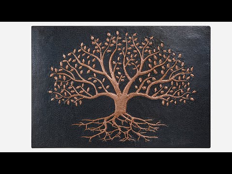 Copper Backsplash Panel (Tree with Roots, Black&Copper Color)