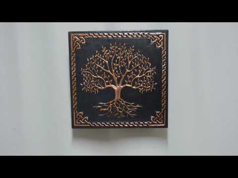 Rooted Tree Copper Backsplash | Black Copper | Celtic Border