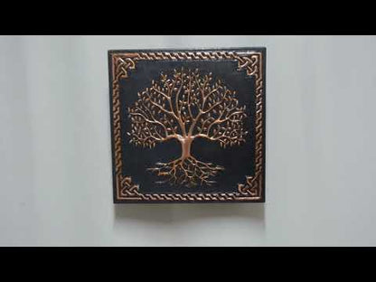 Copper Backsplash (Tree of Life with Roots and Celtic Border, Black&Copper Color)