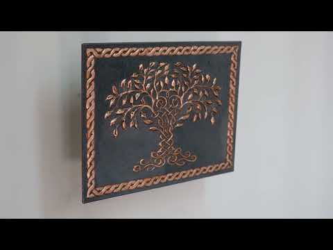 Copper Backsplash (Tree of Life with Celtic Border, Black&Copper Color)