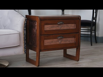 Copper Nightstand with 2-Drawer