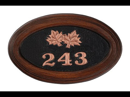 Copper House Number Sign (Maple Leaves)