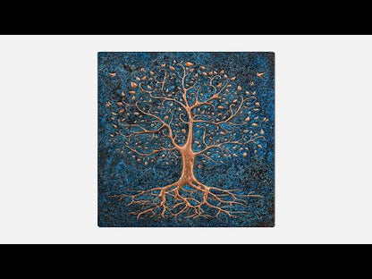 Copper Backsplash (Tree with Roots, Blue Patina)