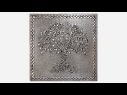 Copper Backsplash Panel (Tree of Life with Celtic Border, Silver Color)