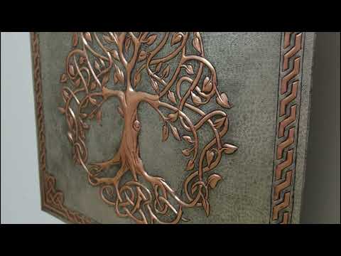 Copper Backsplash (Sacred Tree with Celtic Border, Silver&Copper Color)