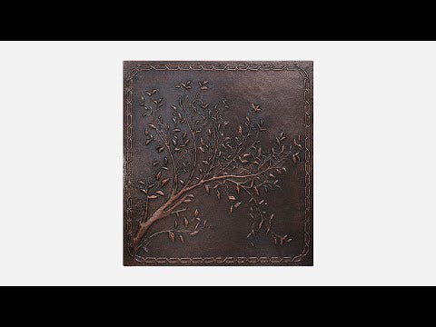 Copper Backsplash (Tree Branches and Chain Border, Brown Patina)