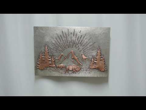 Copper Backsplash (Rising Sun Behind the Buffaloes, Silver&Copper Color)