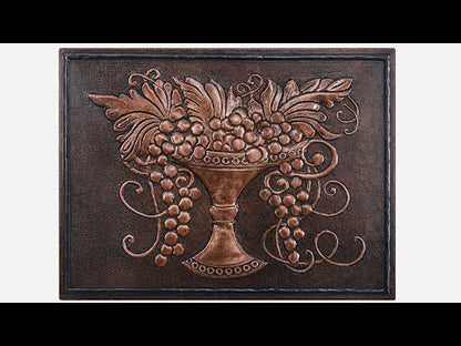 Copper Tuscan Backsplash (Grape Vines on a Plate, Brown Patina)