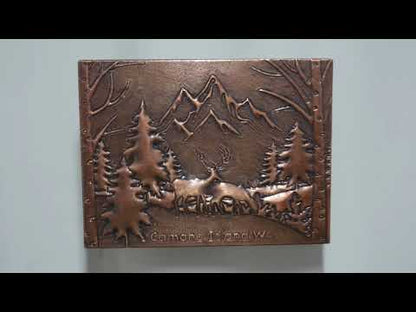 Wilderness Whisper Artisan Copper Backsplash - Mountain and Deer Design