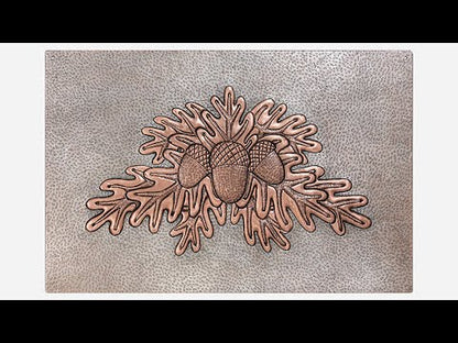 Copper Backsplash Panel (Oak Tree Leaves with Acorns, Silver&Copper Color)