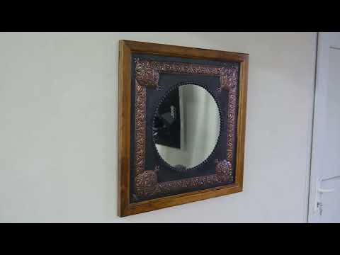 Copper Wall Mirror (Square, Victorian Style Decorative Frame, Black&Copper Color)