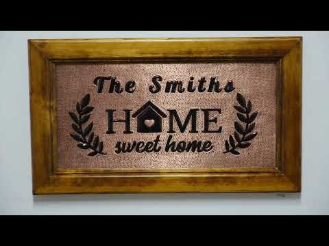 Copper House Sign for Wall (Sweet Home, Personalized with Family Name, Copper&Black Color)