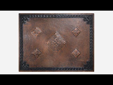 Copper Victorian Backsplash Panel (Diamonds with Celtic Border, Brown Patina)