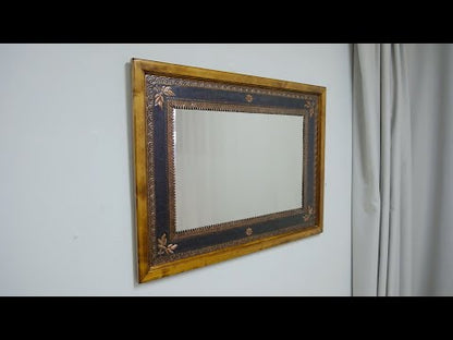 Copper Wall Mirror (Vertical&Horizontal, Victorian Style Floral Frame, Black&Copper Color)