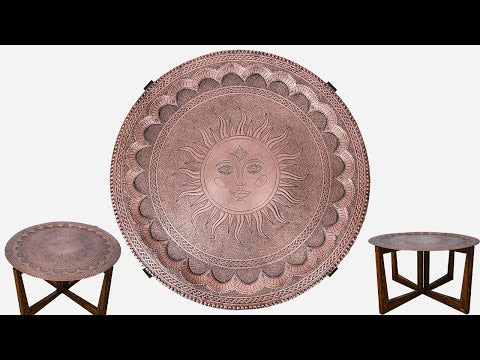 Copper Folding Coffee Table (Sun with Face)