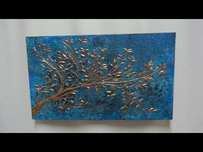 Copper Backsplash (Tree Branches, Blue Patina)