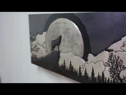 Wide Kitchen Backsplash Tile Howling Wolf Scene