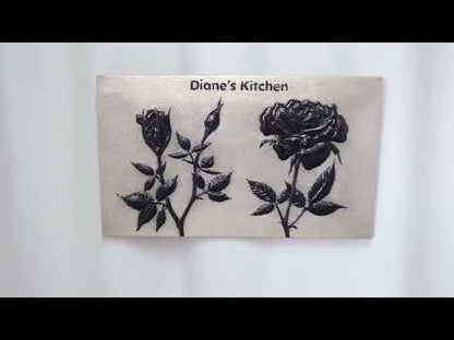 Copper Backsplash (Rose Flowers and Buds, Silver&Black Color)