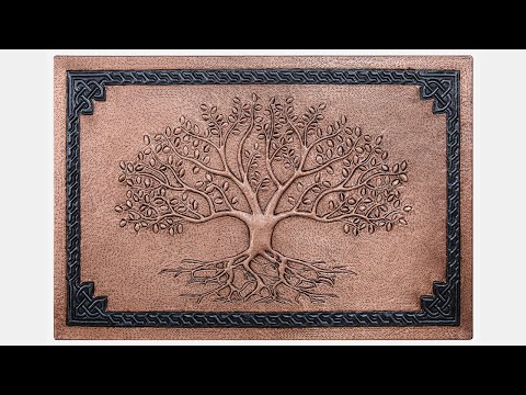 Copper Backsplash Panel (Tree with Roots and Celtic Border, Copper&Black Color)