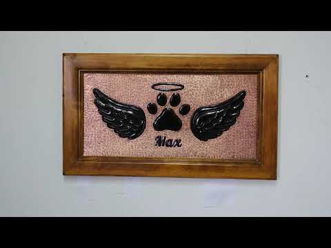 Pet Loss Personalized Memorial Gift Framed Copper Artwork (Dog Paw, Copper&Black Color)