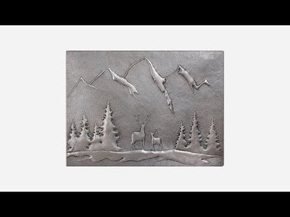 Copper Backsplash Panel (Mountain Behind the Deer in the Forest, Gray Color)