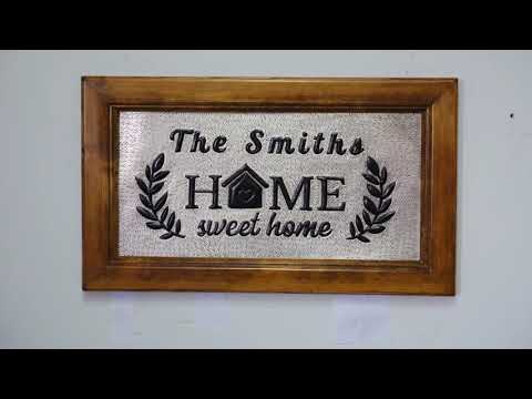 Copper House Sign for Wall (Sweet Home, Personalized with Family Name, Silver&Black Color)