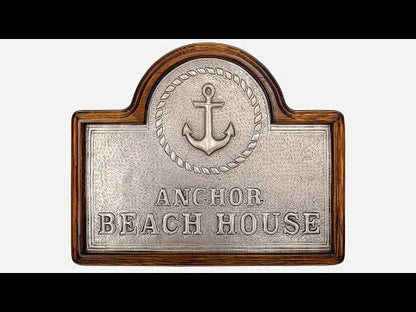 Copper Beach House Sign (Anchor, Personalized, Silver Color)