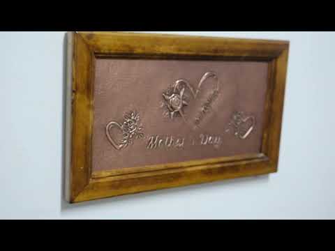 Mother's Day Gift Framed Copper Name Sign (Personalized, Hearts and Rose Flowers)