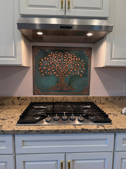 Tree of Life Copper Backsplash — Green Copper
