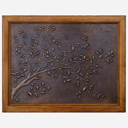 Framed Copper Artwork (Tree Branches, Brown Patina)