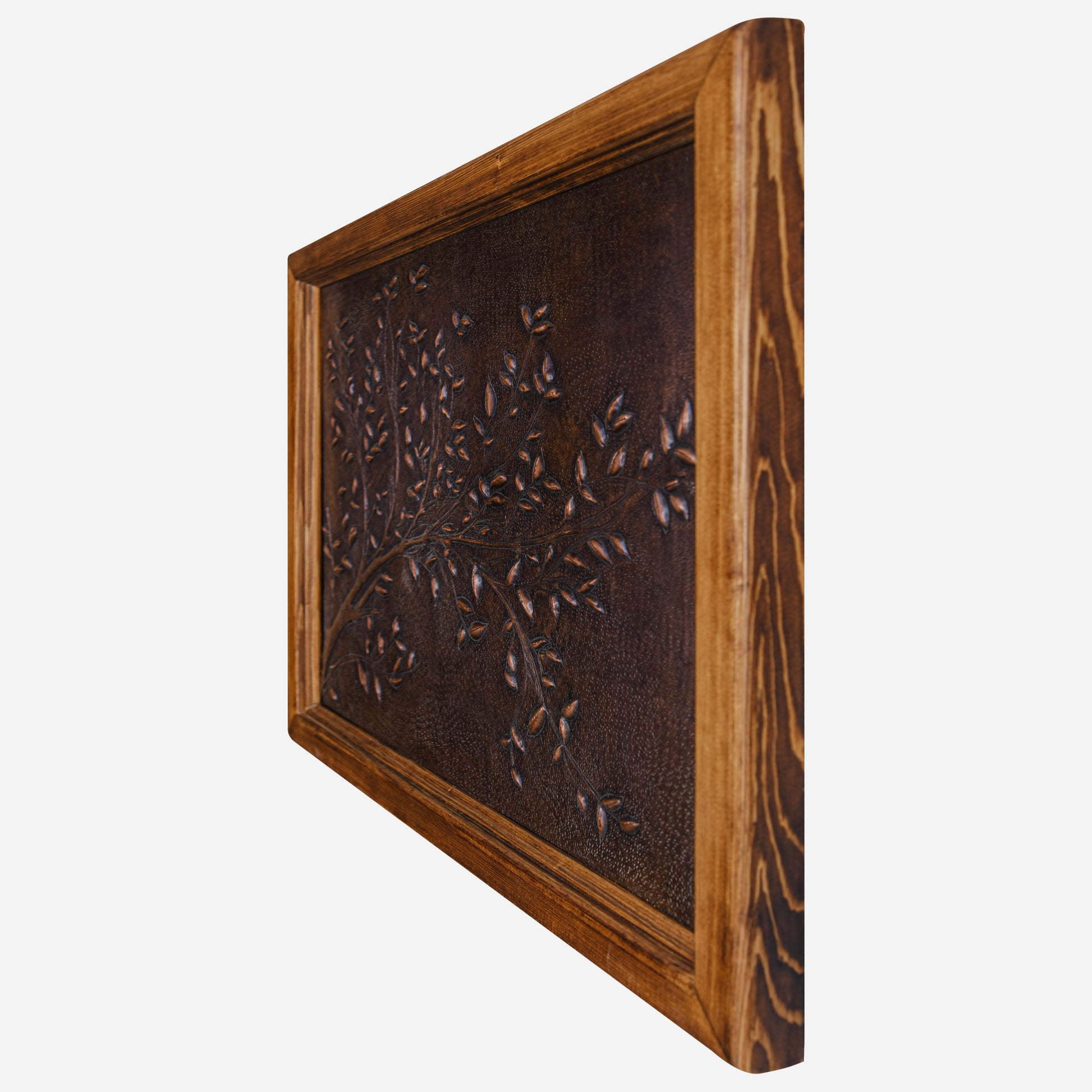 Framed Copper Artwork (Tree Branches, Brown Patina)