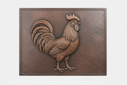 Rooster brown patina panel