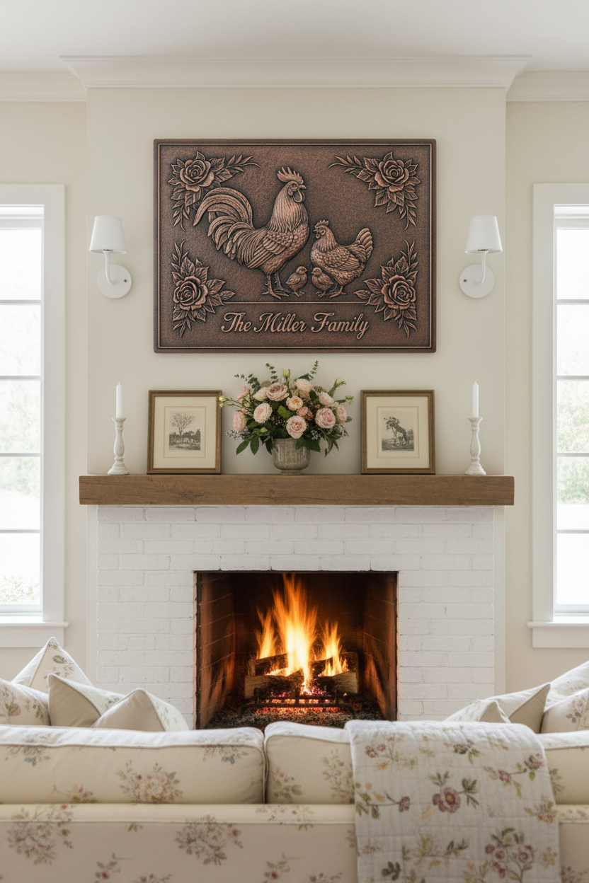 Rooster Hen - country cottage living room