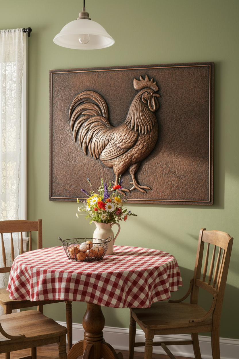 Rooster - vintage farmhouse breakfast nook