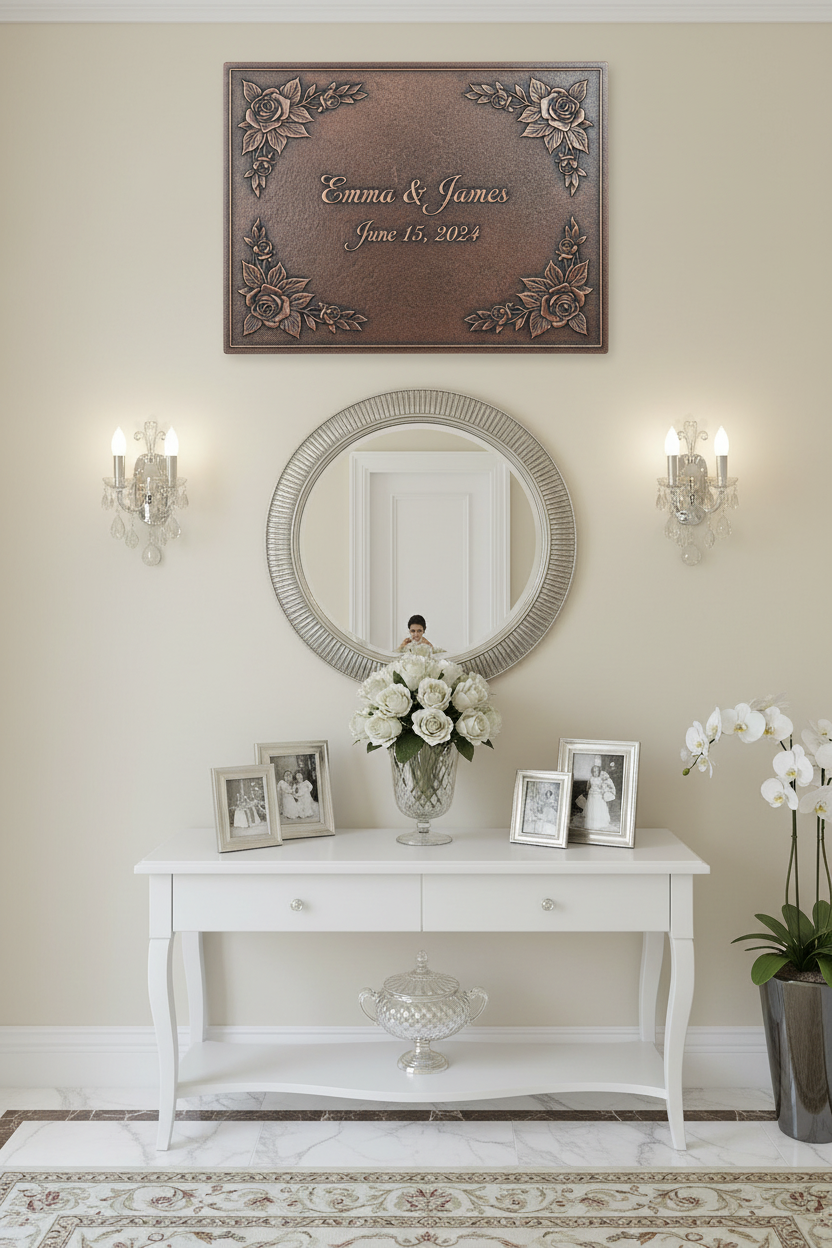 Rose Name Sign - classic elegant entryway