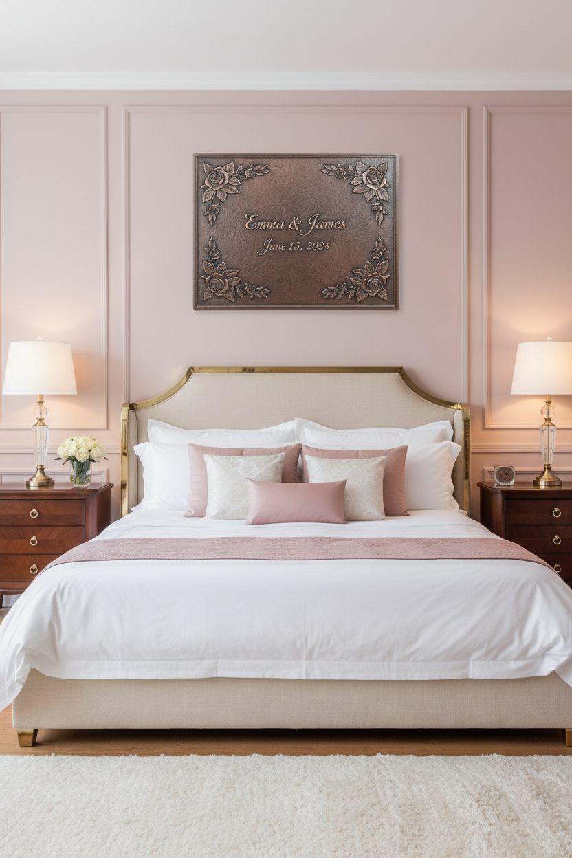 Rose Name Sign - elegant wedding bedroom