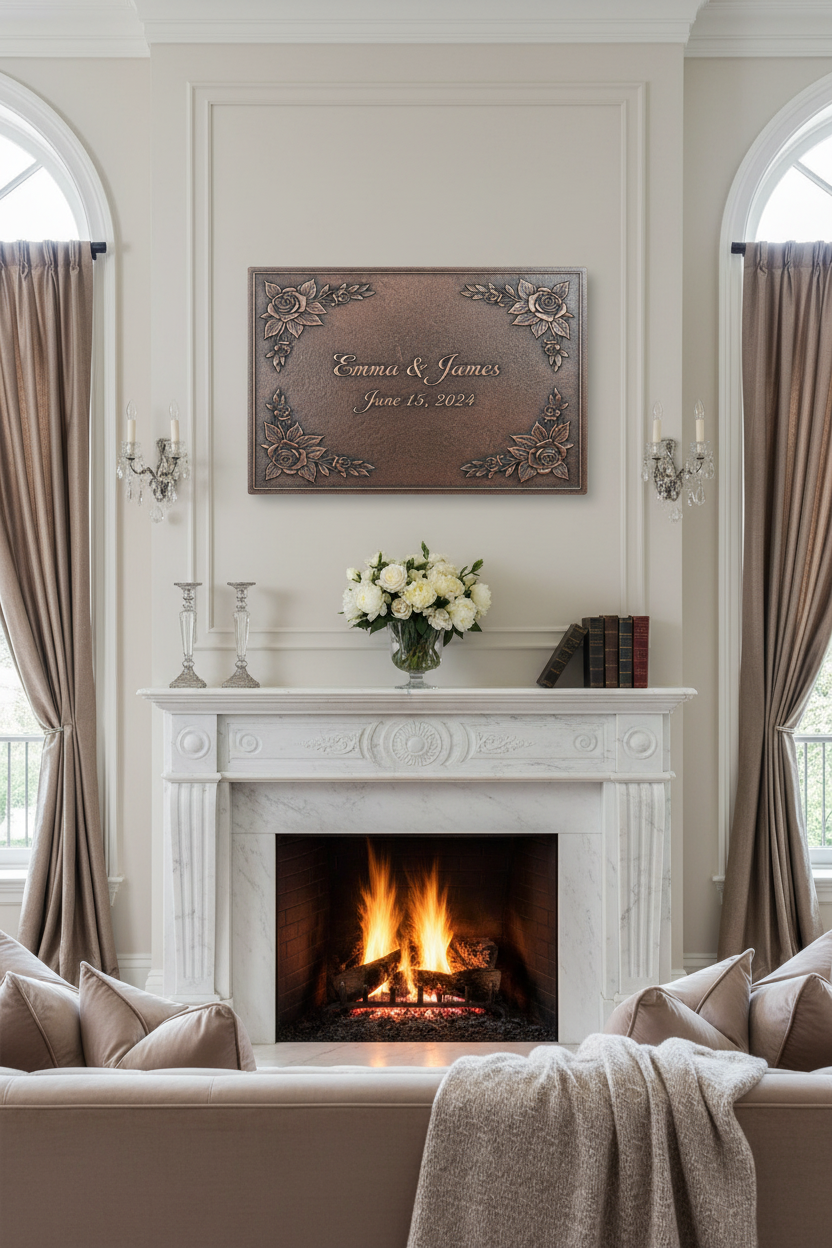 Rose Name Sign - romantic manor living room