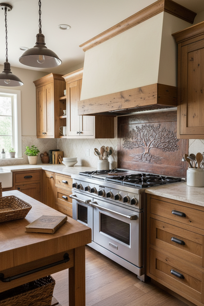Rustic Brown Tree With Roots Backsplash - farmhouse kitchen