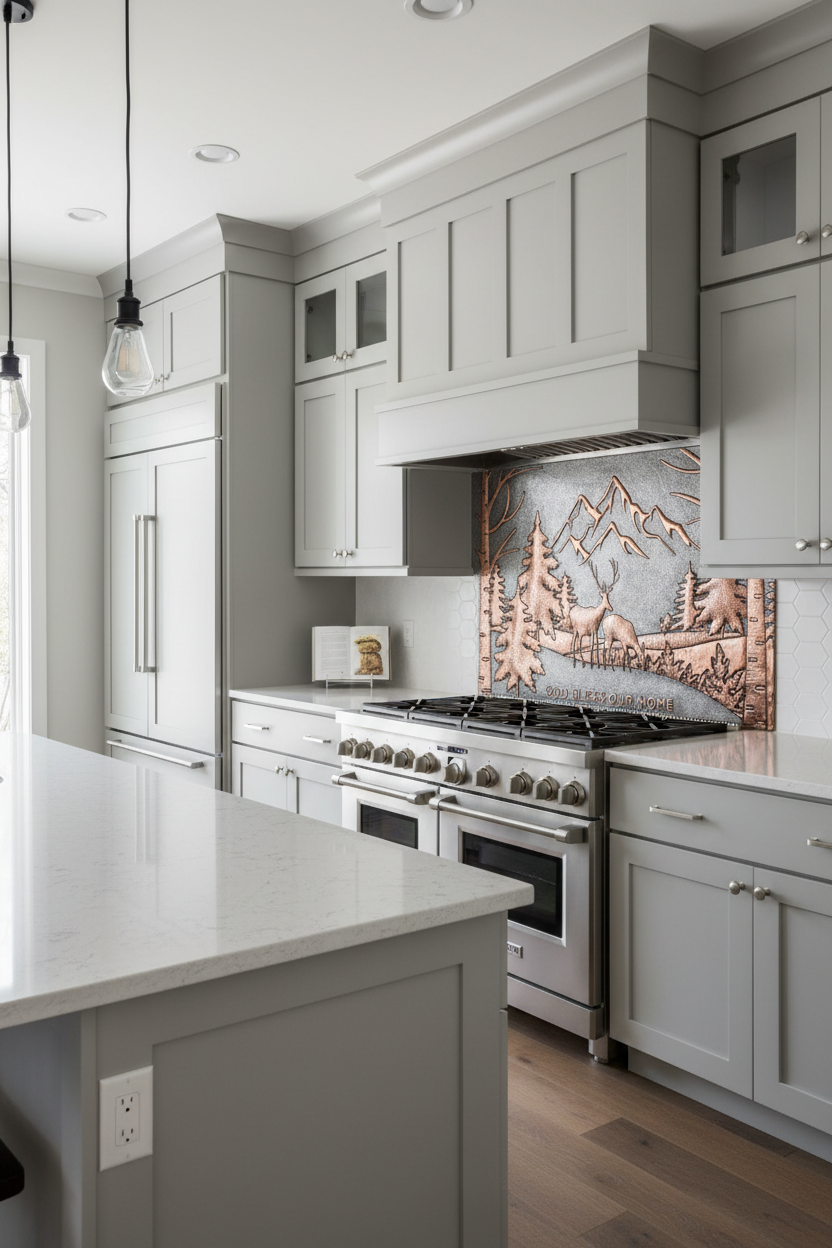 Rustic Elegance Gray Wilderness Vista - transitional kitchen