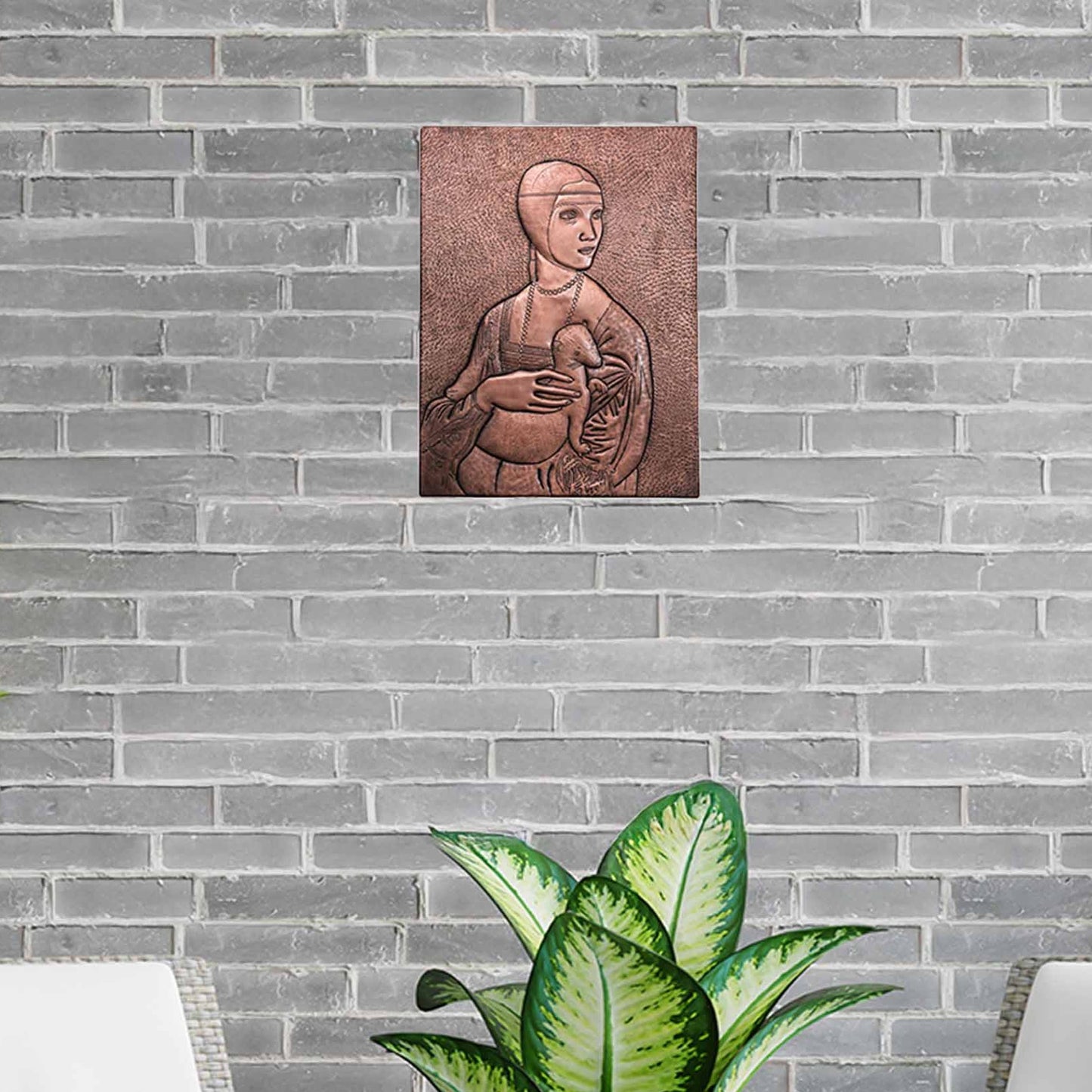 Copper "Lady with an Ermine" Wall Art 15.7"x 11.8" - Natuross