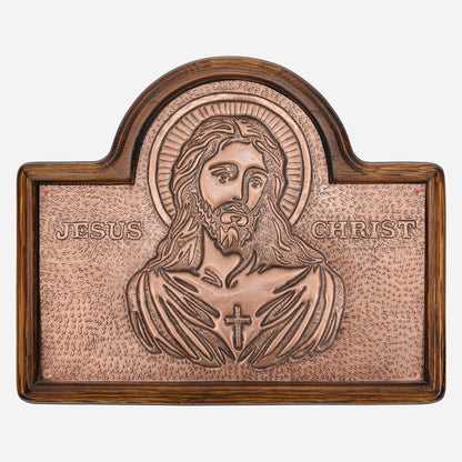 Jesus Christ Copper and Wood Wall Art 14.3"x17.7" - Natuross