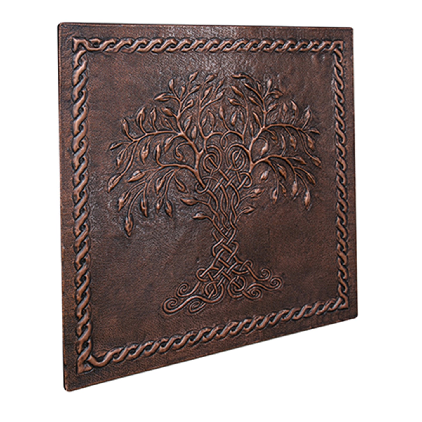 Tree of Life with Celtic Border Brown Copper Backsplash - Rustic Wall Panel
