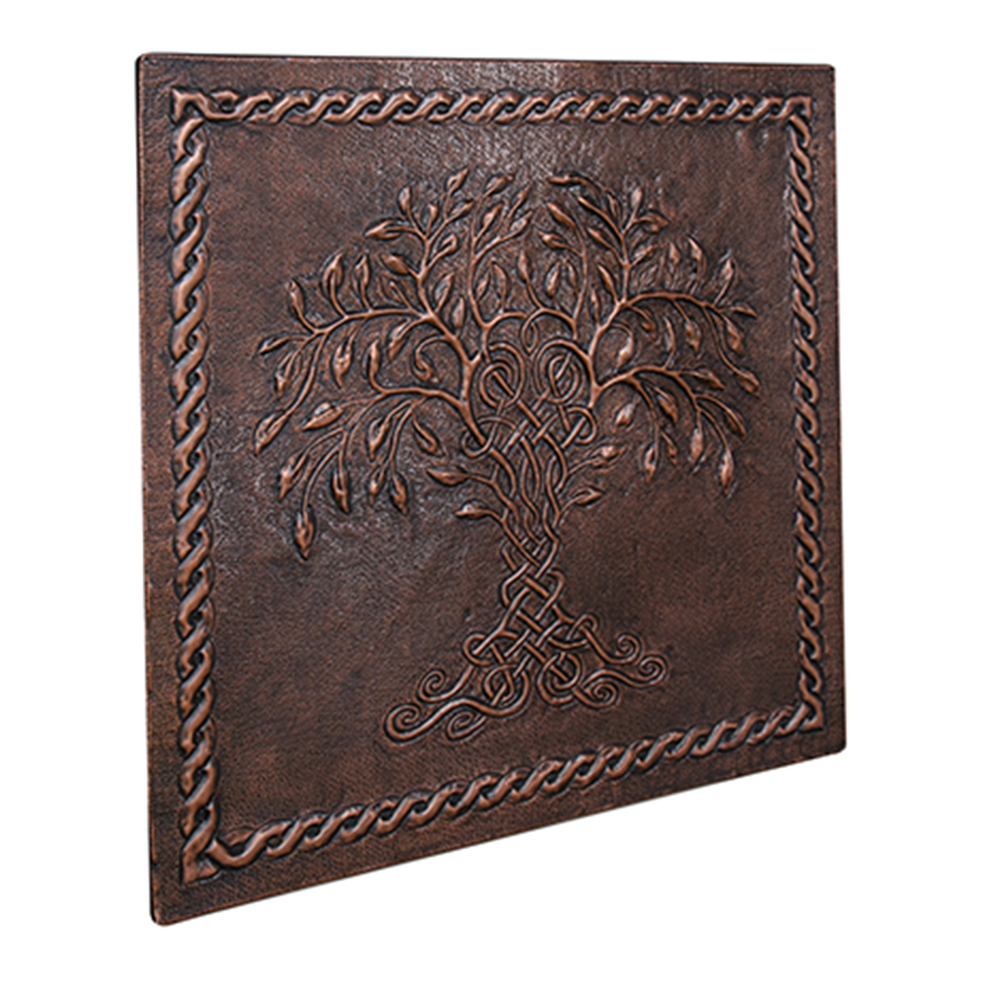 Tree of Life with Celtic Border Brown Copper Backsplash - Rustic Wall Panel