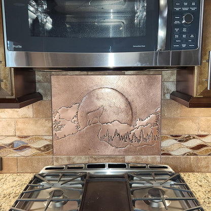 Howling Wolf Scene Copper Kitchen Backsplash