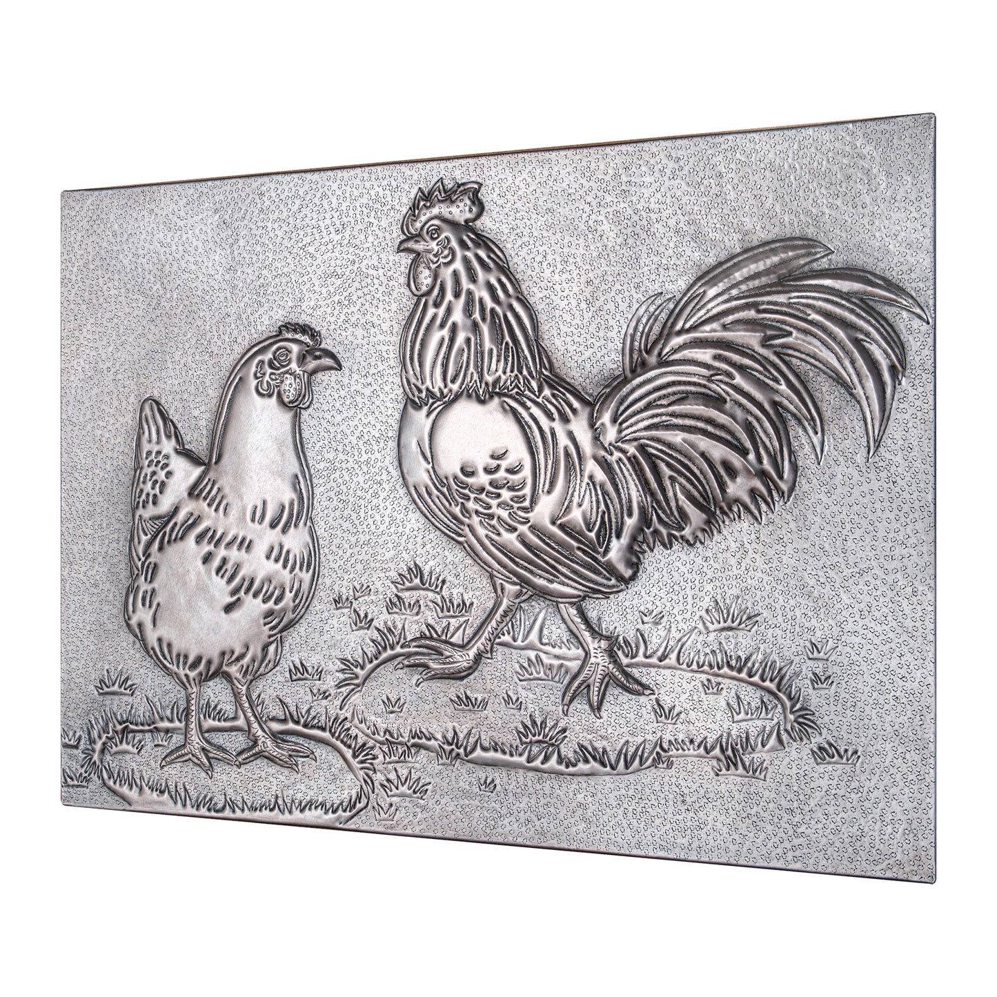 Farmhouse Kitchen Backsplash Tile - Copper Rooster & Chicken - Gray - Natuross