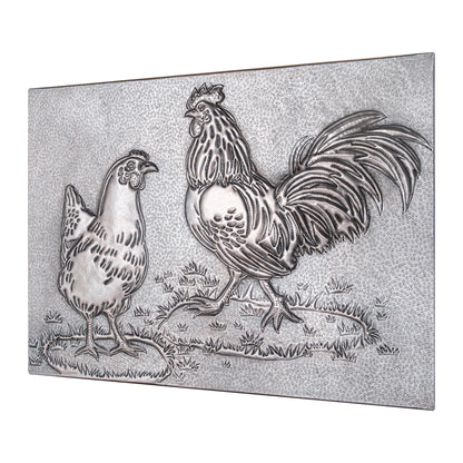 Farmhouse Kitchen Backsplash Tile - Copper Rooster & Chicken - Gray - Natuross