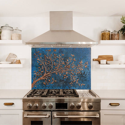 Copper Backsplash (Tree Branches, Blue Patina)