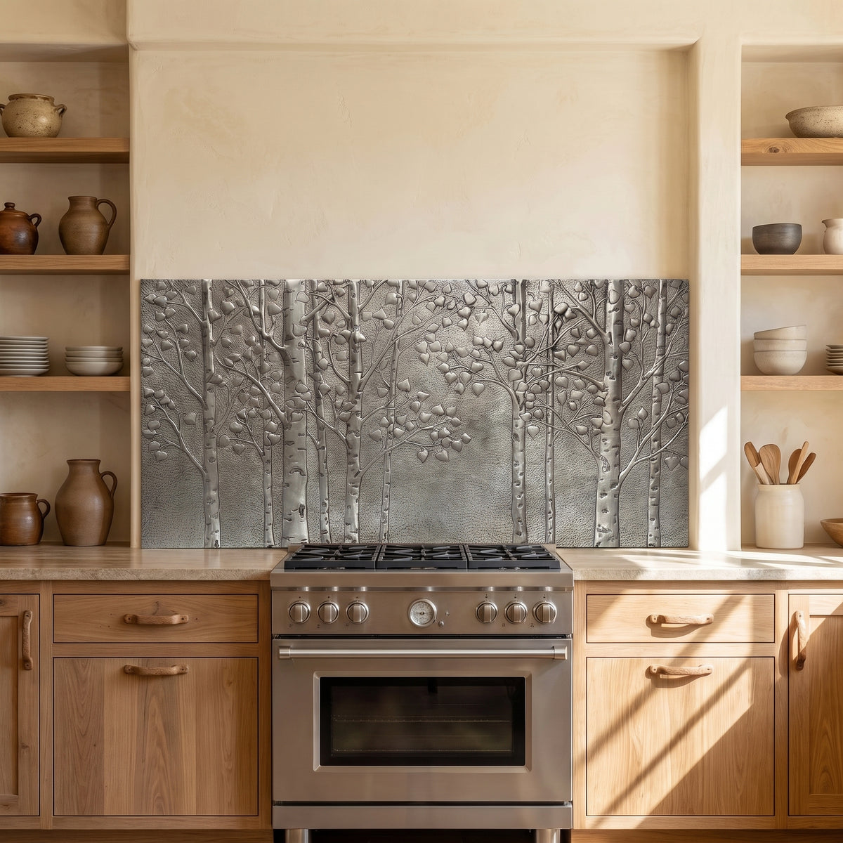 Quaking Aspen Grove Copper Kitchen Backsplash
