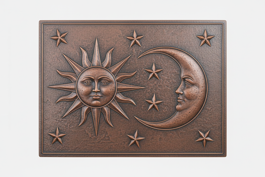 Sun & Moon brown patina panel